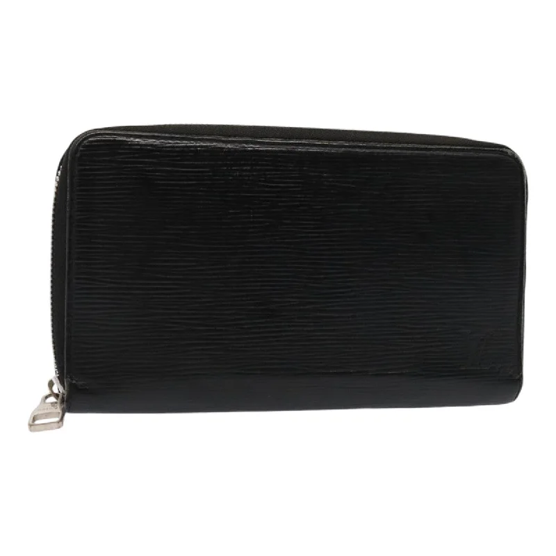 Louis Vuitton bags with a chain - link trim and a leather body for a modern edgeLOUIS VUITTON Epi Zippy Organizer Long Wallet Black M63852 LV Auth bs17450