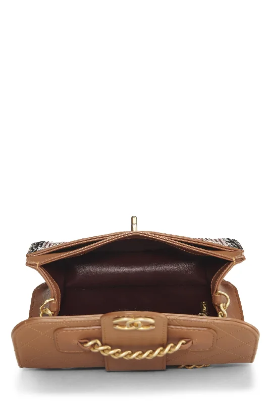 Chanel Luxury Handbag for High - End EventsChanel,  Brown & Multicolor Calfskin Front Chain Flap Bag, Multi