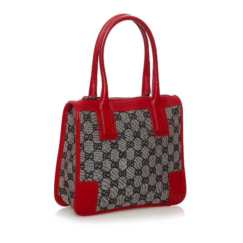 Women Gucci Sylvie bags with a leather - wrapped handleGucci GG Canvas Handbag (32879)