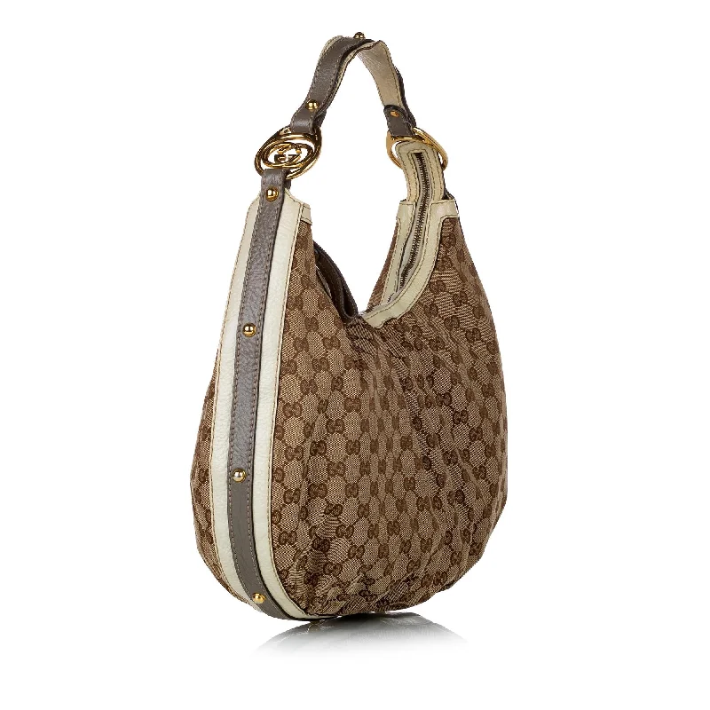 Women Gucci bags with a magnetic snap closure for easy accessGucci GG Canvas Hobo Bag (29207)