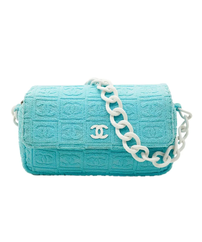 Chanel Luxury Handbag for High - End EventsChanel Logo Shoulder Bag Terrycloth Blue White  DBXS2405