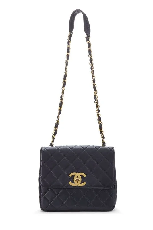 Chanel New Arrival Handbag with Gold HardwareCHANEL,  Navy Quilted Lambskin Square Flap Medium, Navy