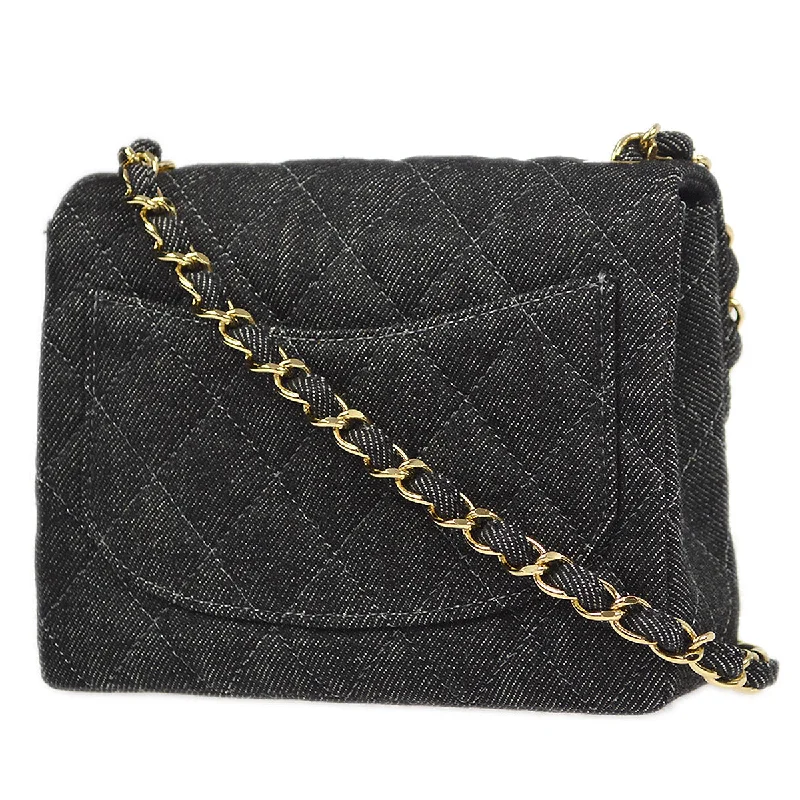 Chanel Limited Edition Handbag for CollectorsCHANEL 1997-1999 Classic Flap Mini Square 17 Black Denim 77473