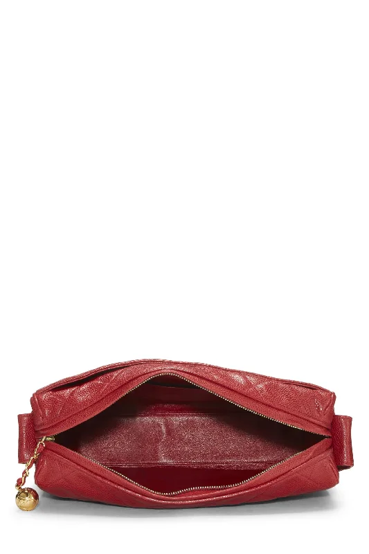 Chanel Lightweight Handbag for Daily ErrandsChanel,  Red Quilted Caviar Diamond 'CC' Camera Bag Large, Red