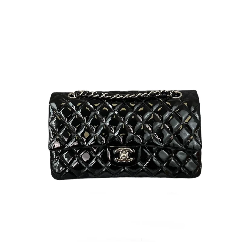 Chanel Small Crossbody Bag for TravelMedium Classic Flap Patent Black SHW