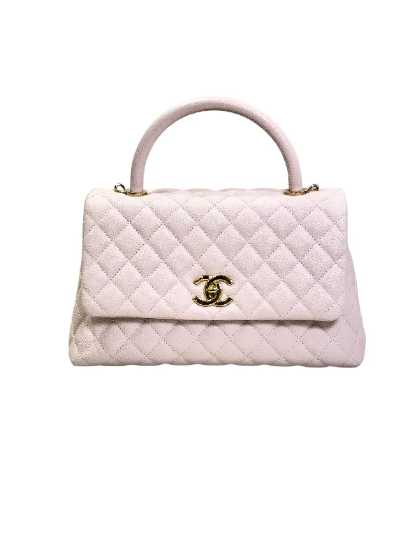 Chanel New Arrival Handbag with Gold HardwareChanel Pink Coco Handle Medium in Caviar