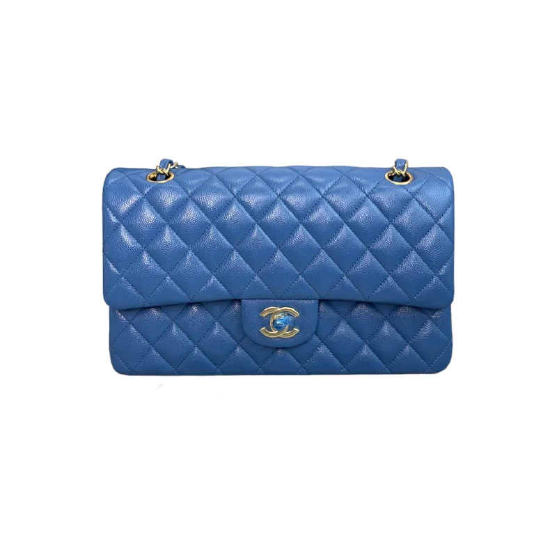 Chanel Classic Flap Bag for Evening PartyClassic Double Flap Caviar Medium Blue GHW