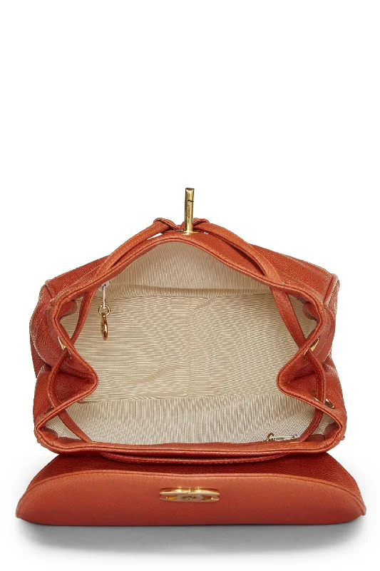 Chanel New Arrival Handbag with Gold HardwareChanel,  Orange Caviar 3 'CC' Backpack Small, Orange