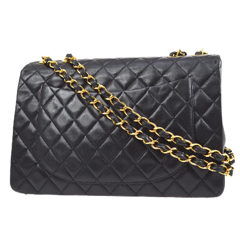 Chanel Lightweight Handbag for Daily ErrandsCHANEL 1991-1994 Black Lambskin Classic Flap Maxi 75152