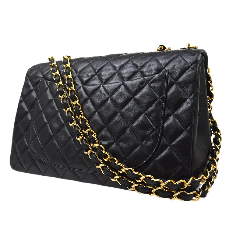 Chanel New Arrival Handbag with Gold HardwareCHANEL 1994-1996 Classic Flap Maxi Black Lambskin 61466