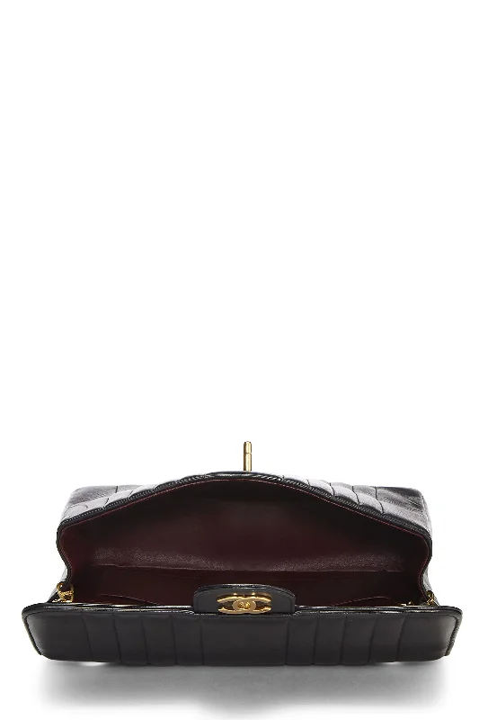 Chanel Vintage Inspired Handbag for Retro LoversChanel,  Black Vertical Lambskin Half Flap Medium, Black