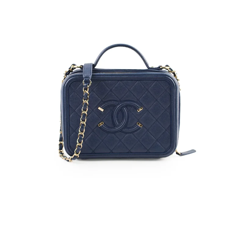 Chanel Lightweight Handbag for Daily ErrandsChanel Filigree Vanity Navy Blue Caviar - Series 29