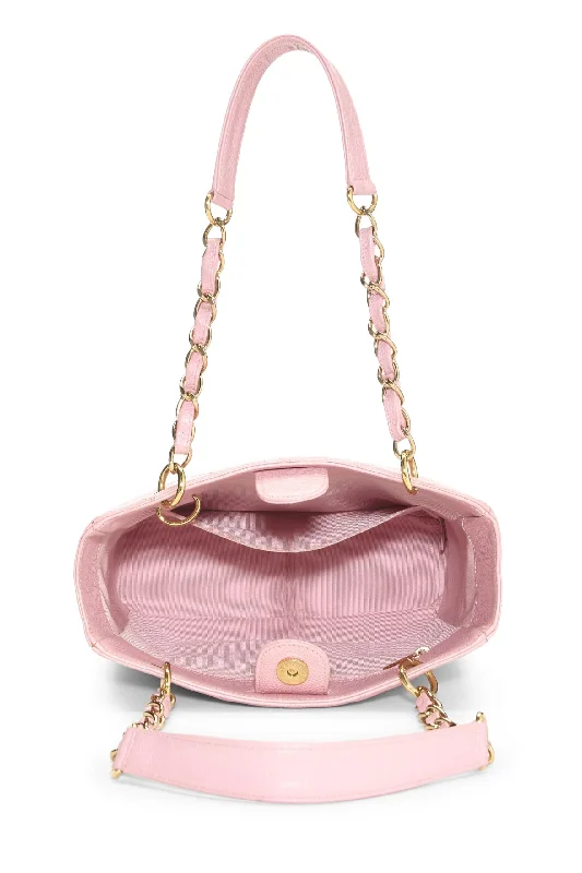 Chanel Quilted Leather Shoulder Bag for FashionistasChanel,  Pink Quilted Caviar Petite Shopping Tote (PST), Pink