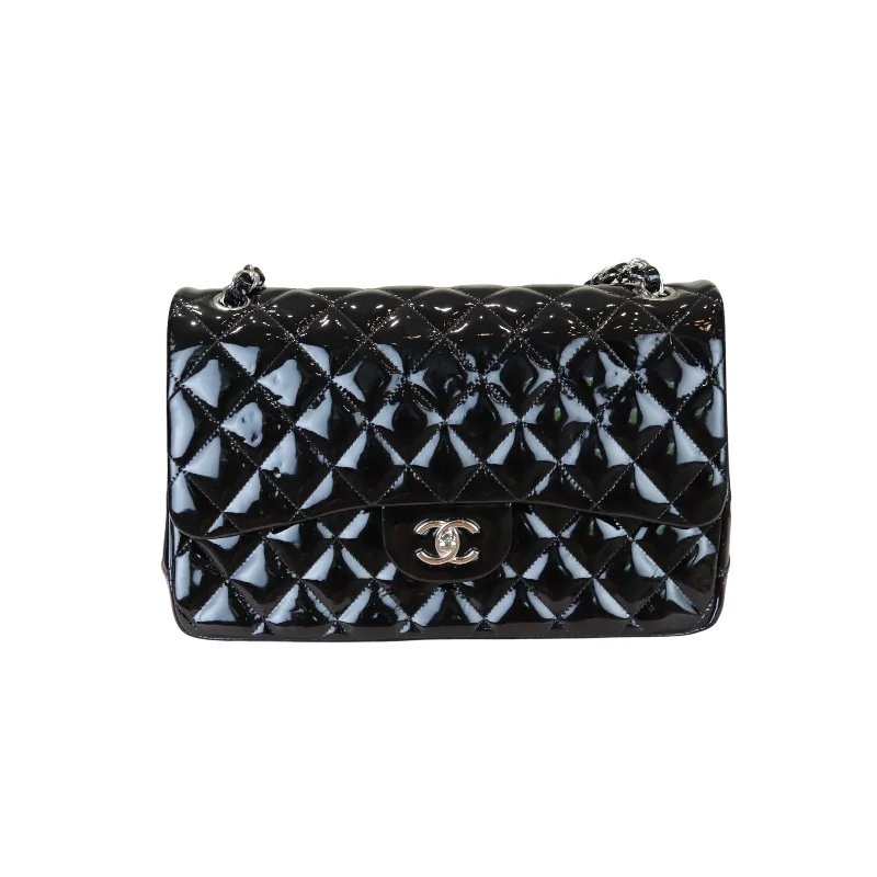 Chanel New Arrival Handbag with Gold HardwareDouble Flap Jumbo Quilted Patent Black SHW