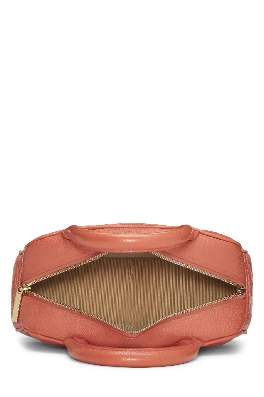 Chanel Vintage Inspired Handbag for Retro LoversCHANEL,  Coral Quilted Caviar Bowler Mini, Orange