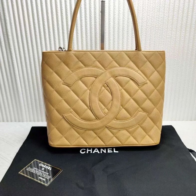 Chanel All - Match Handbag for Versatile StylingChanel Beige Caviar Leather Grand Shopping Tote Bag