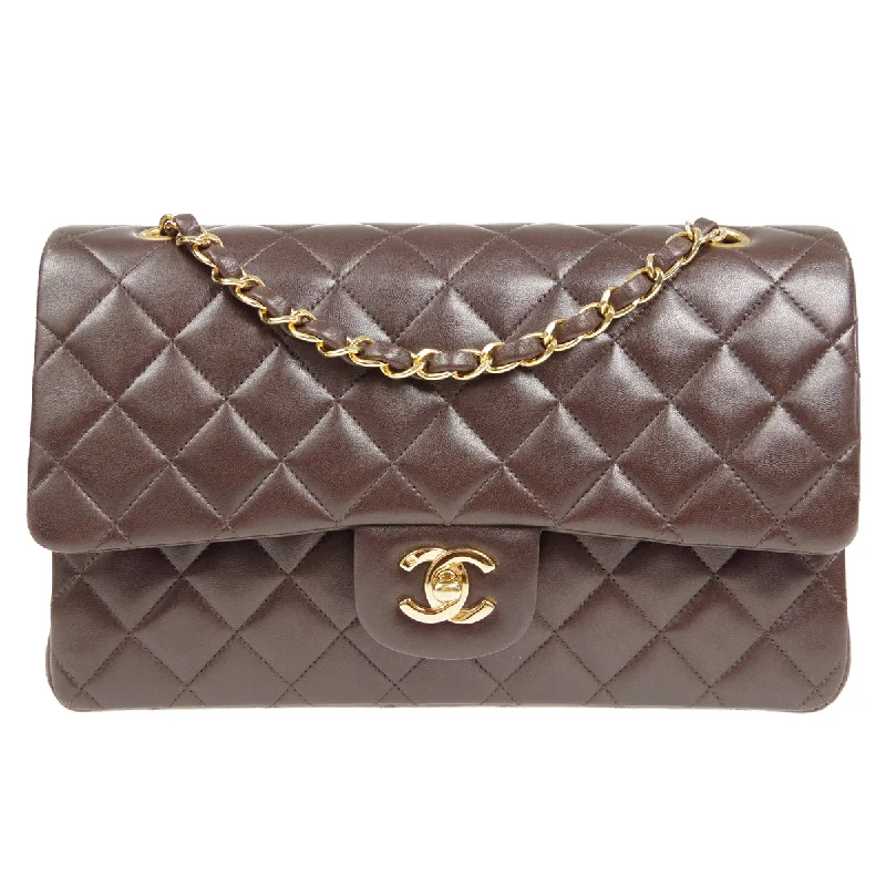 Chanel New Arrival Handbag with Gold HardwareCHANEL * Classic Double Flap Medium Shoulder Bag Brown Lambskin