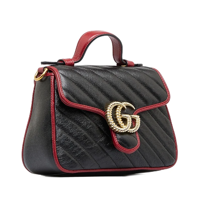 Women Gucci bags with a snap - button closure and a decorative charmGucci GG Marmont Torchon Satchel (SHG-aTMmV7)