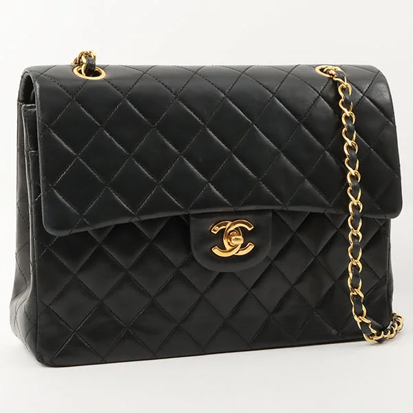 Chanel Designer Handbag with Unique DesignChanel 1990 Made Classic Flap Matelasse Plate Chain Hand Bag Black