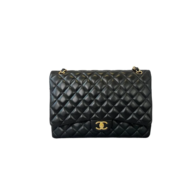 Chanel Vintage Inspired Handbag for Retro LoversDouble Flap Maxi Lambskin Black GHW