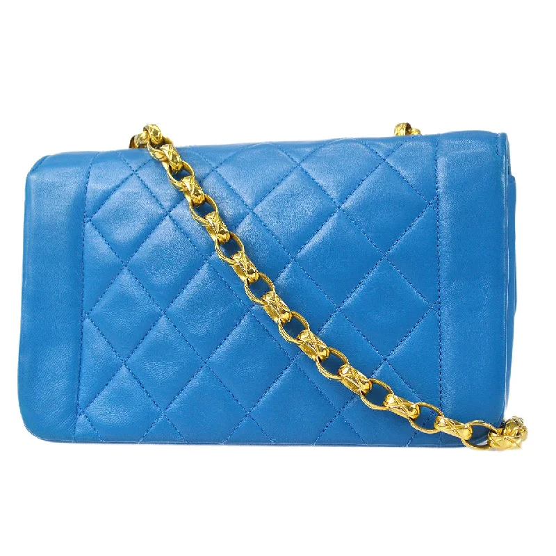 Chanel Luxury Handbag for High - End EventsCHANEL * 1989-1991 Border Flap Mini Blue Lambskin 78426