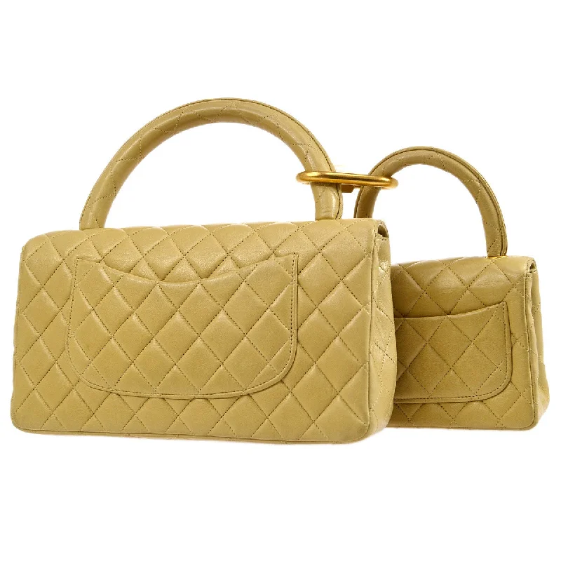 Chanel Classic Flap Bag for Evening PartyCHANEL 1994 Classic Flap Handbag Set Beige Lambskin 94751