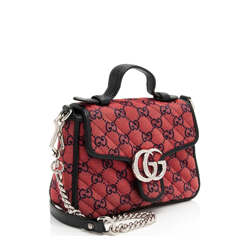 Women Gucci crossbody bags with a printed floral patternGucci GG Canvas GG Marmont Mini Top Handle (RO5Dgn)