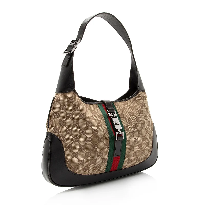 Gucci tote bags for women with a double - handle designGucci Vintage GG Canvas Jackie Hobo (SHF-0vIVSI)