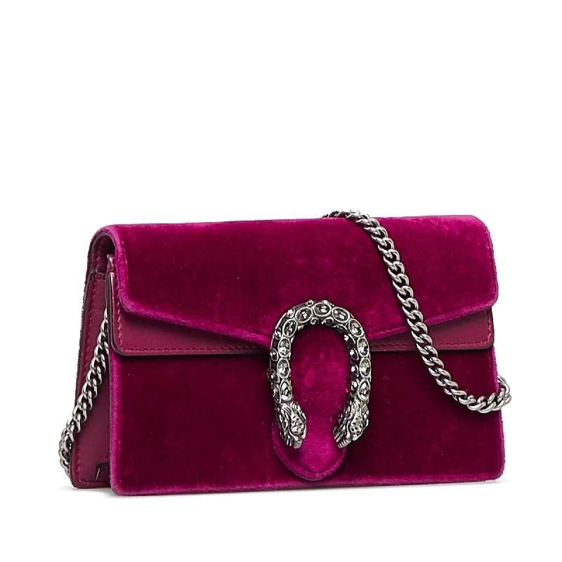 Women Gucci Sylvie bags with a leather - wrapped handleGucci Super Mini Velvet Dionysus Crossbody Bag (SHG-b6Dwxl)