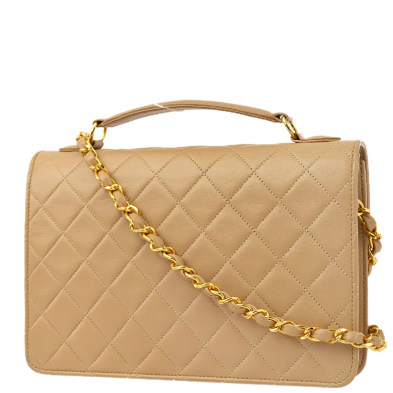 Chanel Designer Handbag with Unique DesignChanel * Beige Lambskin 2way Handbag