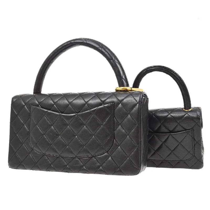 Chanel Luxury Handbag for High - End EventsCHANEL 1994 Classic Flap Handbags Set Black Lambskin 52051