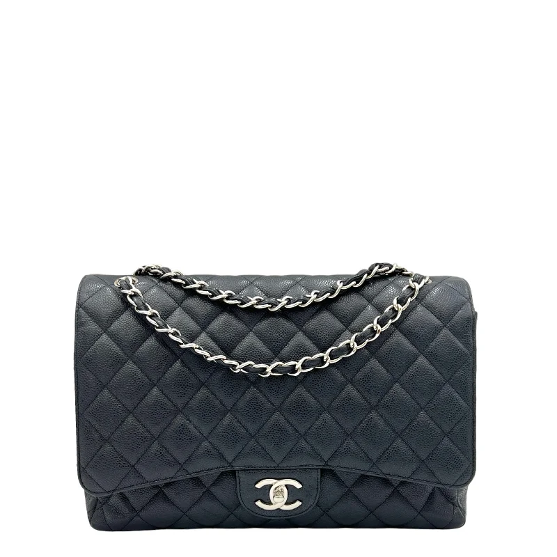 Chanel Luxury Handbag for High - End EventsChanel Classic Shoulder Bag Maxi Black in Caviar Leather , Silver Hardware C2408-000592VZ