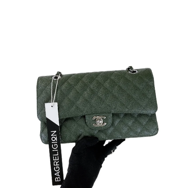 Chanel New Arrival Handbag with Gold HardwareMedium Classic Double Flap Caviar Green SHW