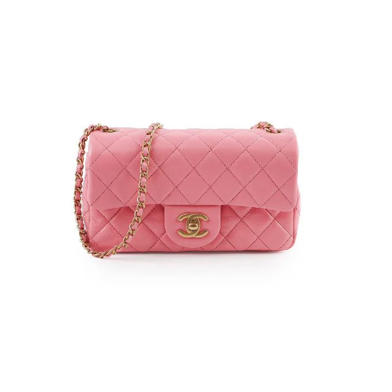 Chanel Handbag with Adjustable Strap for ComfortChanel Crush Mini Rectangular Bright Pink Microchipped 2022