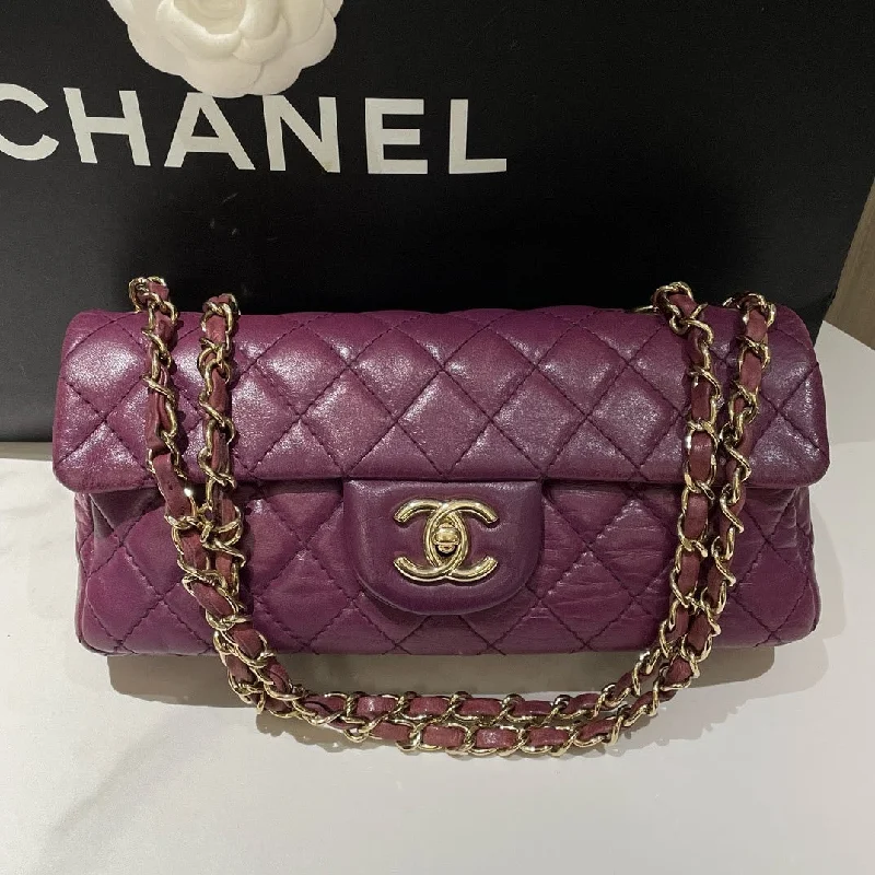 Chanel Designer Handbag with Unique DesignChanel 2008 Purple Quilted Baguette Bag 12 Inch