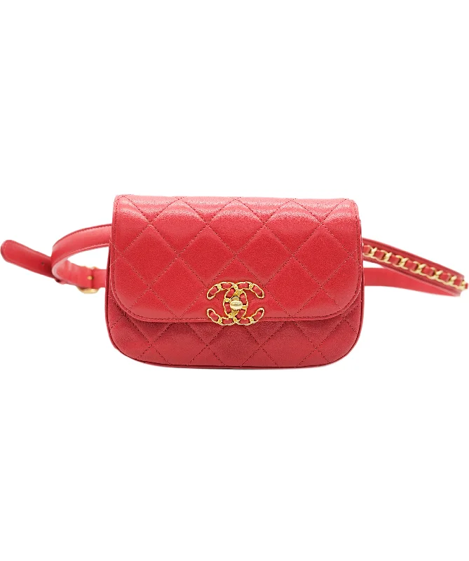 Chanel Vintage Inspired Handbag for Retro LoversChanel Quilted Lambskin Red Infinity Waist Belt Bag ALC1984