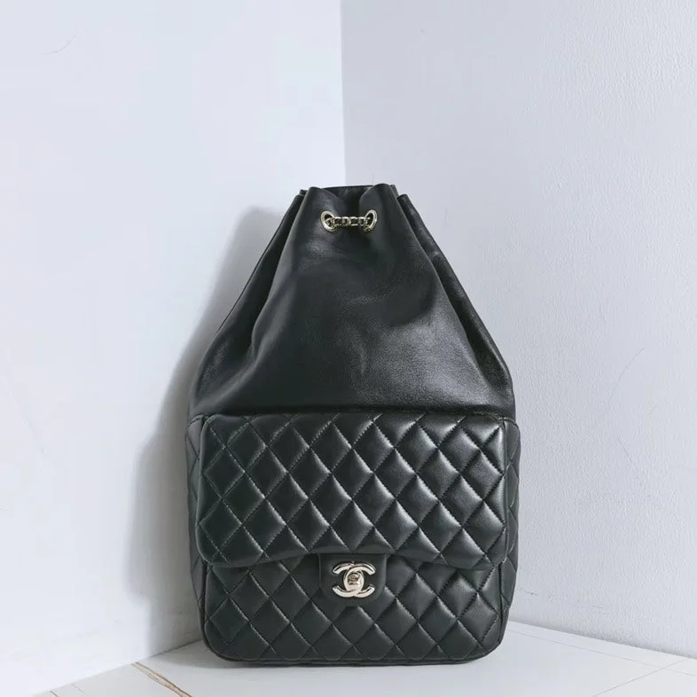 Chanel All - Match Handbag for Versatile StylingChanel Black Calfskin Classic Quilted Backpack