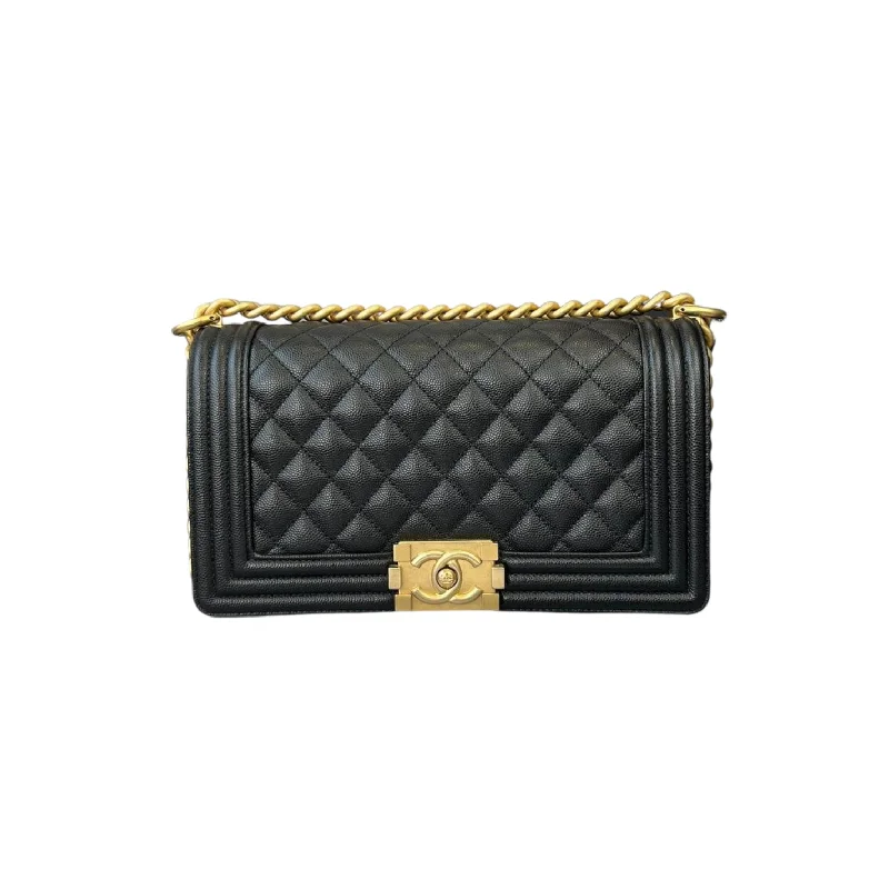 Chanel Classic Flap Bag for Evening PartyBoy Old Medium Caviar Black GHW