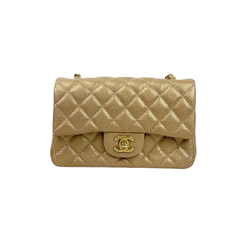 Chanel Classic Flap Bag for Evening PartyMini 15C Rectangle Caviar Gold GHW