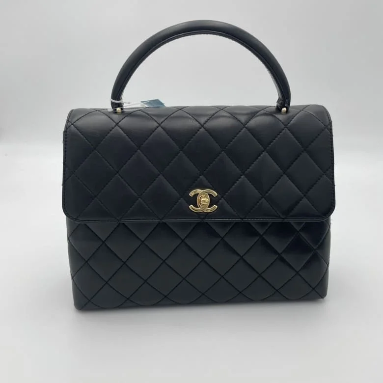 Chanel Designer Handbag with Unique DesignChanel Black Quilted Leather Handbag Medium Size