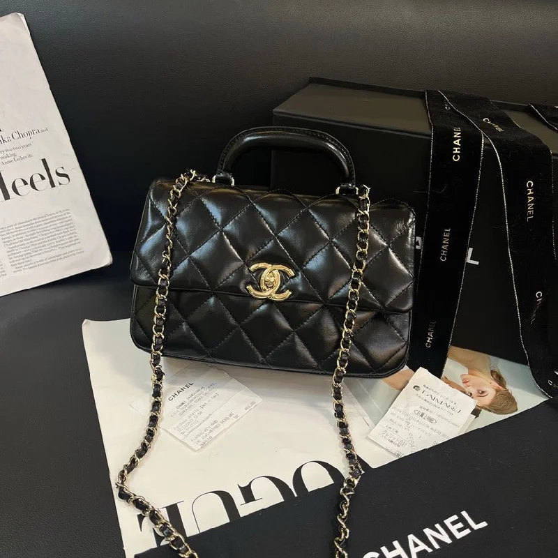 Chanel Colorful Handbag for Spring OutfitsChanel Black Gold Quilted Leather Chain Flap Bag 24C Early Spring Resort Collection