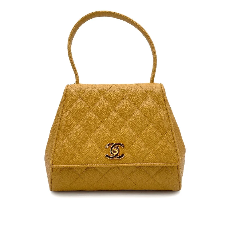 Chanel Handbag with Adjustable Strap for ComfortCHANEL VINTAGE MATELASSE HAND BAG BEIGE CAVIAR SKIN 90261206