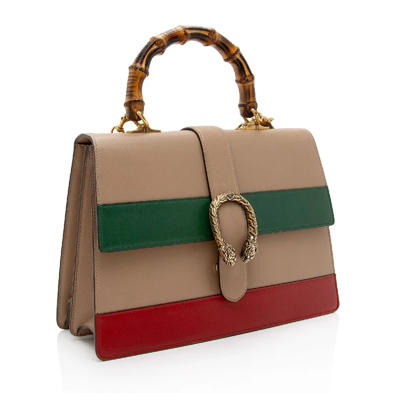 Ladies Gucci Dionysus bags with a chain - link shoulder strapGucci Leather Bamboo Dionysus Large Top Handle Bag (SHF-M0eZzm)