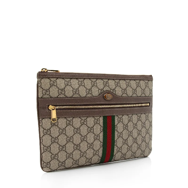 Ladies Gucci shoulder bags with a magnetic - closure flapGucci GG Supreme Ophidia Zip Pouch (SHF-KmZkGJ)