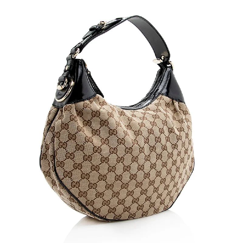 Gucci tote bags for women with a water - resistant coatingGucci GG Canvas Glam Hobo (SHF-20542)