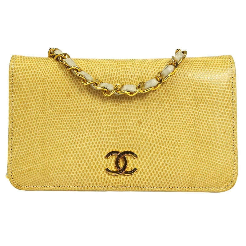 Chanel Colorful Handbag for Spring OutfitsCHANEL * Full Flap Chain Shoulder Bag Beige Lizard