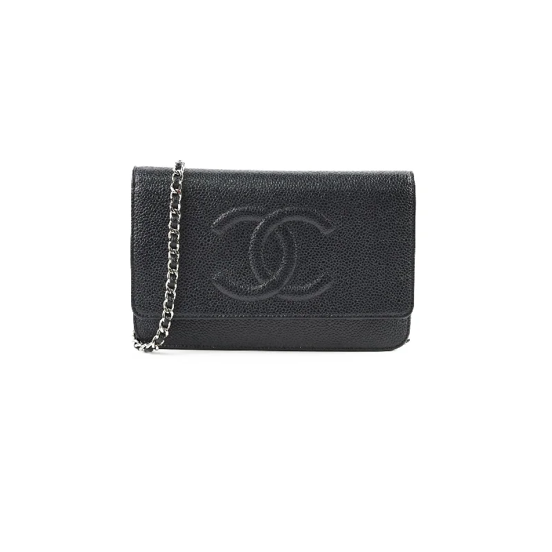 Chanel Handbag with Adjustable Strap for ComfortChanel CC Logo Wallet on Chain WOC Black