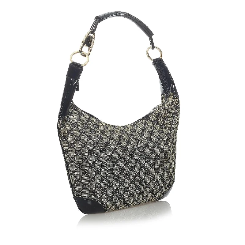 Women Gucci Sylvie bags with a crystal - embellished web stripeGucci GG Canvas Hobo Bag (33534)