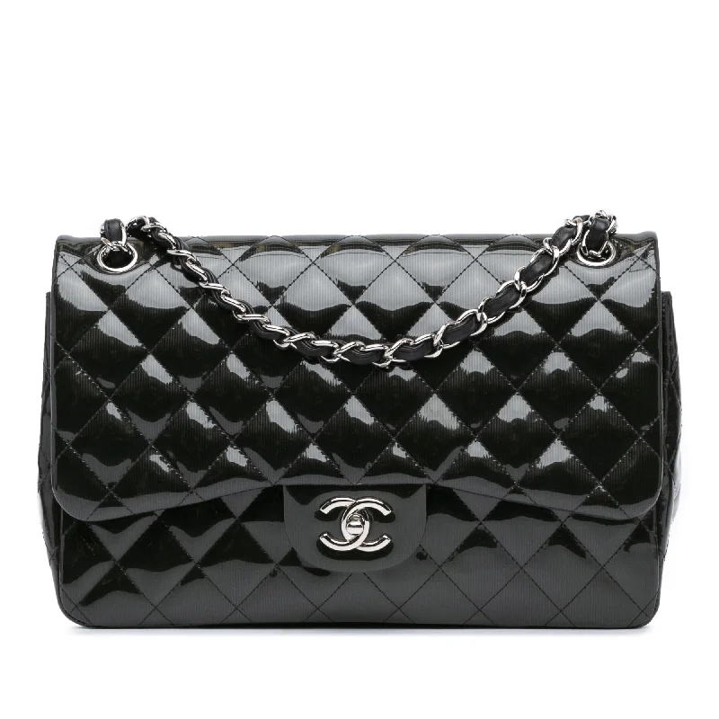 Chanel Luxury Handbag for High - End EventsBlack Chanel Jumbo Classic Patent Double Flap Shoulder Bag