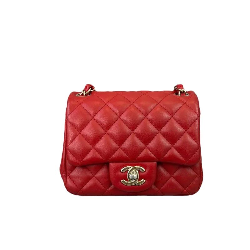 Chanel Medium Tote Bag for Office LadiesClassic Flap Square Mini Lambskin Red GHW